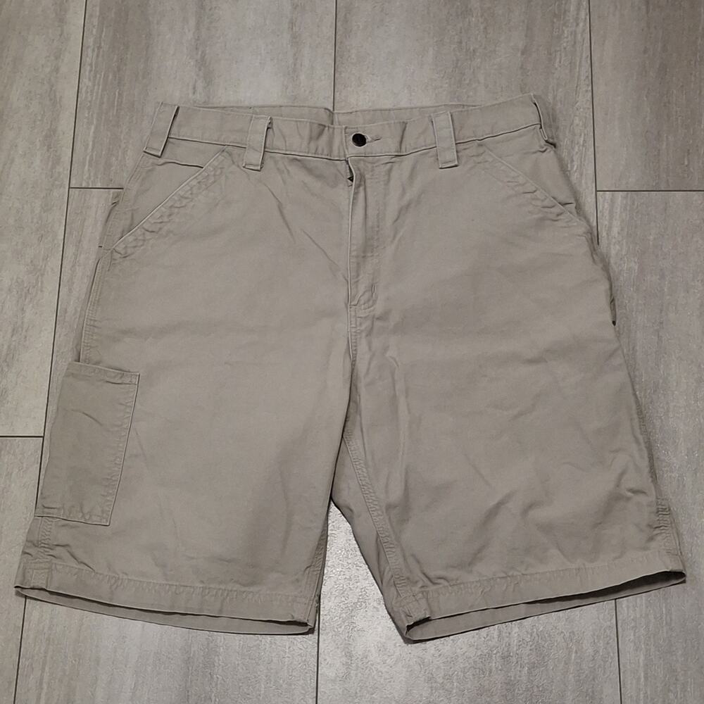 Carhartt Original Carpenter Shorts Men's 36 Beige Workwear B147 TAN Canvas